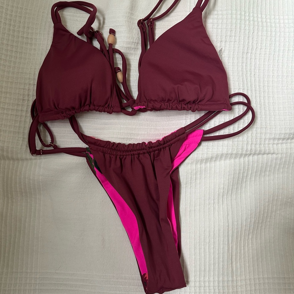 Maaji NWT Red and Pink Bikini Set